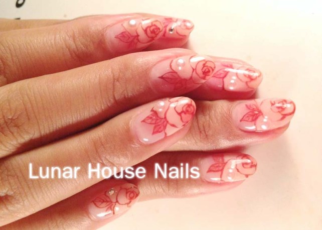 Rose Paint Gel Nails